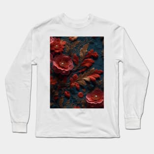 twirl flower abstract water color, pastel, golden and fabric flowers seamless pattern unique style Long Sleeve T-Shirt